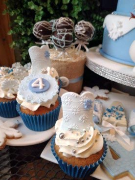 Cupcakes celeste y blanco