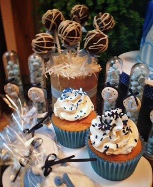 Cupcakes celeste y blanco