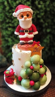 Torta artesanal con temática papá noel de un piso